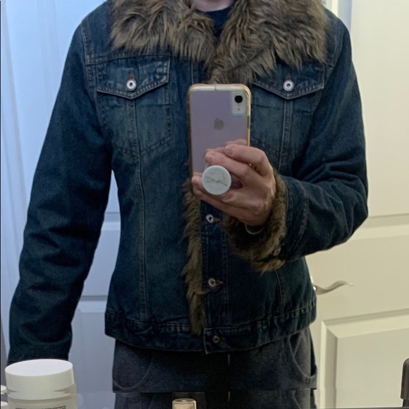 COPY - Faux Fur Denim Bomber Jacket by XNTRIK - Picture 7 of 7